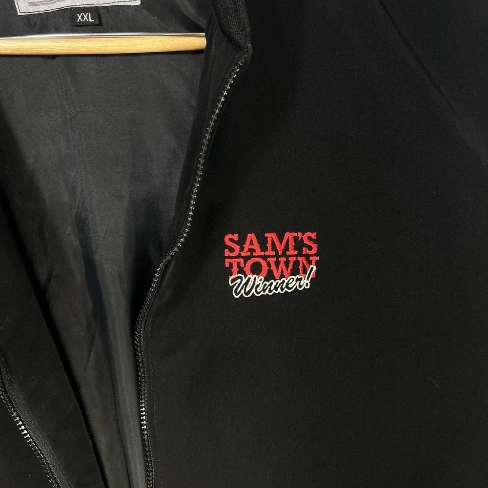 Vintage Las Vegas Jacket XXL Black Embroidered Casino Bomber Full Zip